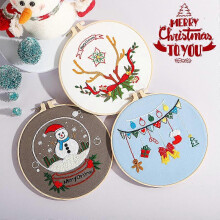 (As show, One size) 3 sets of Christmas embroidery kits (with patterns and instructions) Needlepoint kits for adult embroidery supplies (winter patterns)