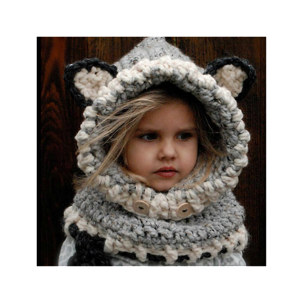(As show, One size) Baby Girls Boys Winter Hat Scarf Earflap Hood Scarves Caps (Grey (2-8 Years Old))