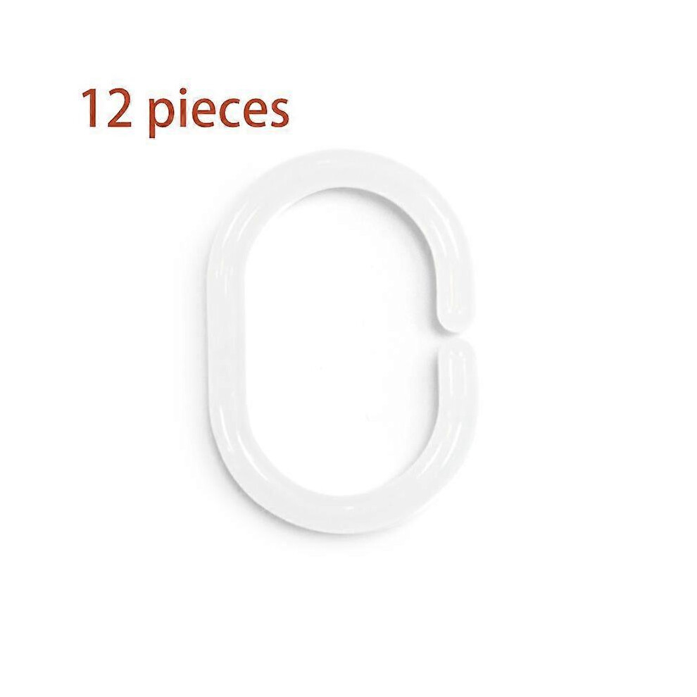 (As show, One size) Shower curtain rings, 12 shower hooks for shower curtain, C-shaped shower curtain rings, bathroom shower rodtranslucent