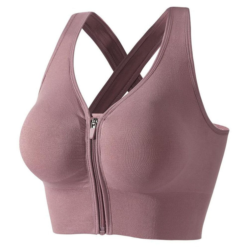 (purple, L) Fashion Zipper Sports Bra Crop Top Fitness Women Sportswear Feminine Sport Top Bras For Fitness Gym Female Underwear Running Push Up Lingerie