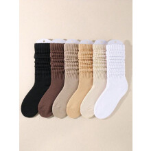 (Multicolor1, EU40-43) Women's Solid Crew Socks, Casual Multi-pack Soft Comfy Breathable Mid-calf Socks for Daily Wear, Socks for Women, Lady's Fall & Winter Hosiery