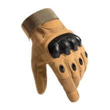 (L, Brown) Tactical Military Knuckle Protection Full Finger Gloves Sports Race Work Airsoft