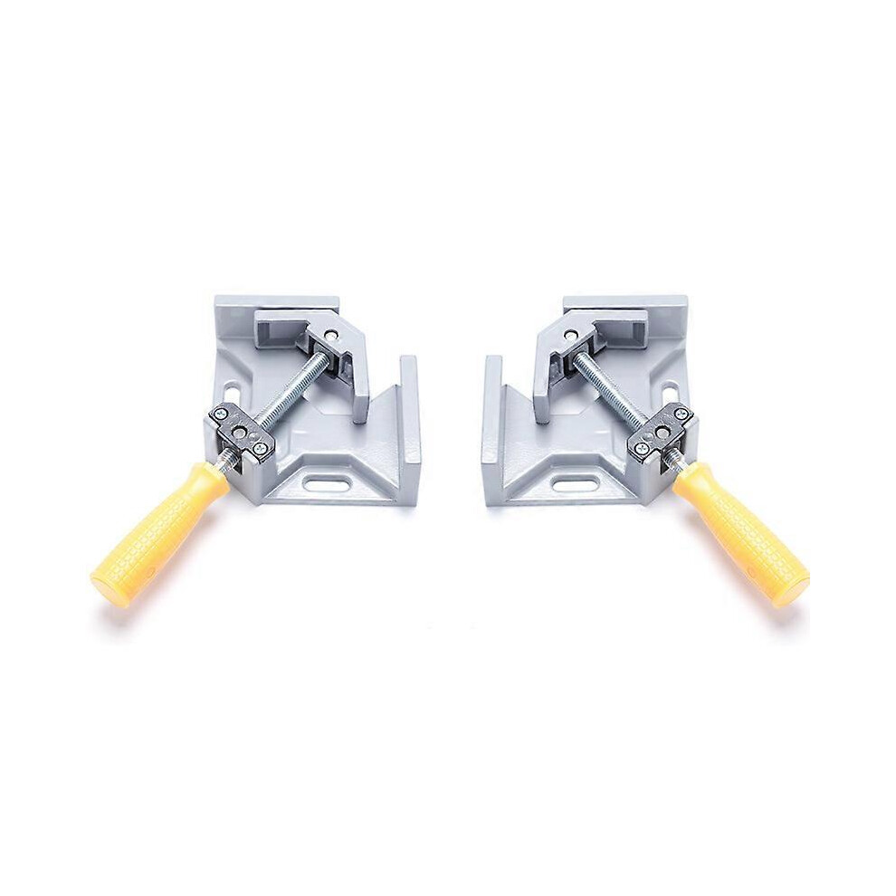 (As show, One size) 2 Pcs 90 Angle Clamp, Aluminum Alloy Corner Vise, Angle Welding Clamp with Adjustable Swivel Jaw, for Carpenter Tools, Carpenter Welding (Gray)