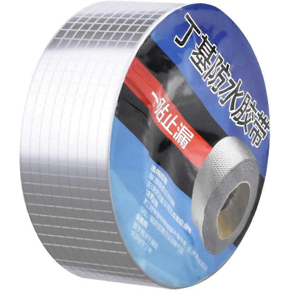 (As show, One size) 50mmx5m Butyl Aluminum Sealing Tape, Waterproof Adhesive Tape, High Temperature Adhesive Tape, Roof Repair Leak Repair, Bitumen, Waterproof Patches, S
