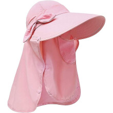 (As show, One size) Women Sun Cap Finshing Hats Upf+51 Detachable Face Mask Neck Flap Visor Wide Brim Sun Protection Hiking Hats