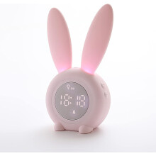 (As show, One size) Kids Bunny Alarm Clock For Girls Alarm Clocks With Night Light 6 Ringtones, Cute Alarm Clock Touch Control And Rechargeable Snooze Clock For Children