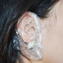 (As show, One size) 100PCS Ear Protector Caps Disposable Elastic Clear Shower Water Ear Shiled Covers for Men and Women, One Size Fits Most