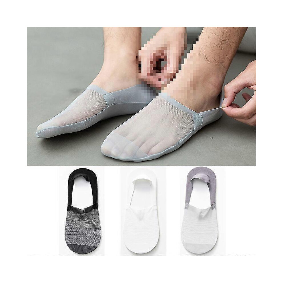 (As show, One size) Invisible ice silk breathable socks, men's and women's non display socks, ultra-low cut anti-skid flat bottom boat liner3