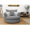 Sofas and More Large Swivel Round Cuddle Chair Fabric (Grey) 2