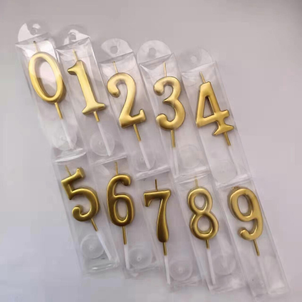 (As show, One size) 10 Piece Number Birthday Candles - Cake number candles 0-9 glitter cake decorations for birthdays, anniversaries, party celebrations (gold).