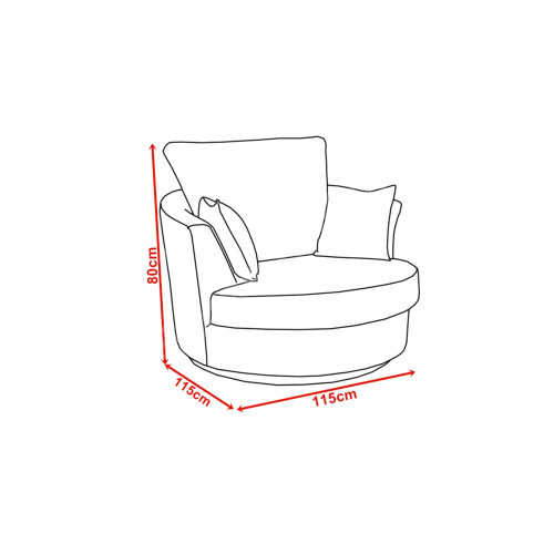 Sofas and More Large Swivel Round Cuddle Chair Fabric (Grey) 2