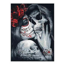 (19.6X27.6 inch, One size) Retrato Para Pintar Con Diamantes De Calavera Rosa Para Mujer, Mosaico Bordado, Punto De Cruz 5d, Halloween
