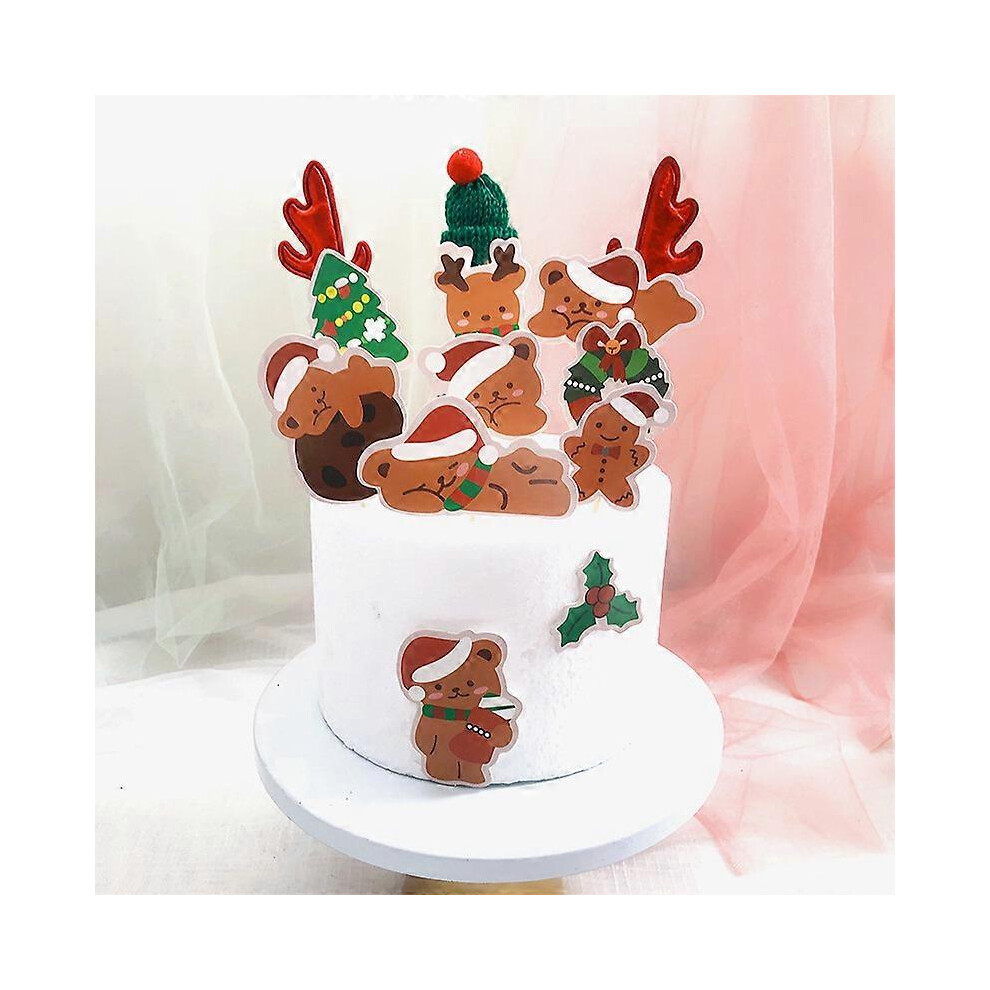(As show, One size) 13pcs Christmas Cake Decorations, Merry Christmas Cupcake Toppers Cake for Christmas Baking Desserts Decoration, Christmas Pies Cu