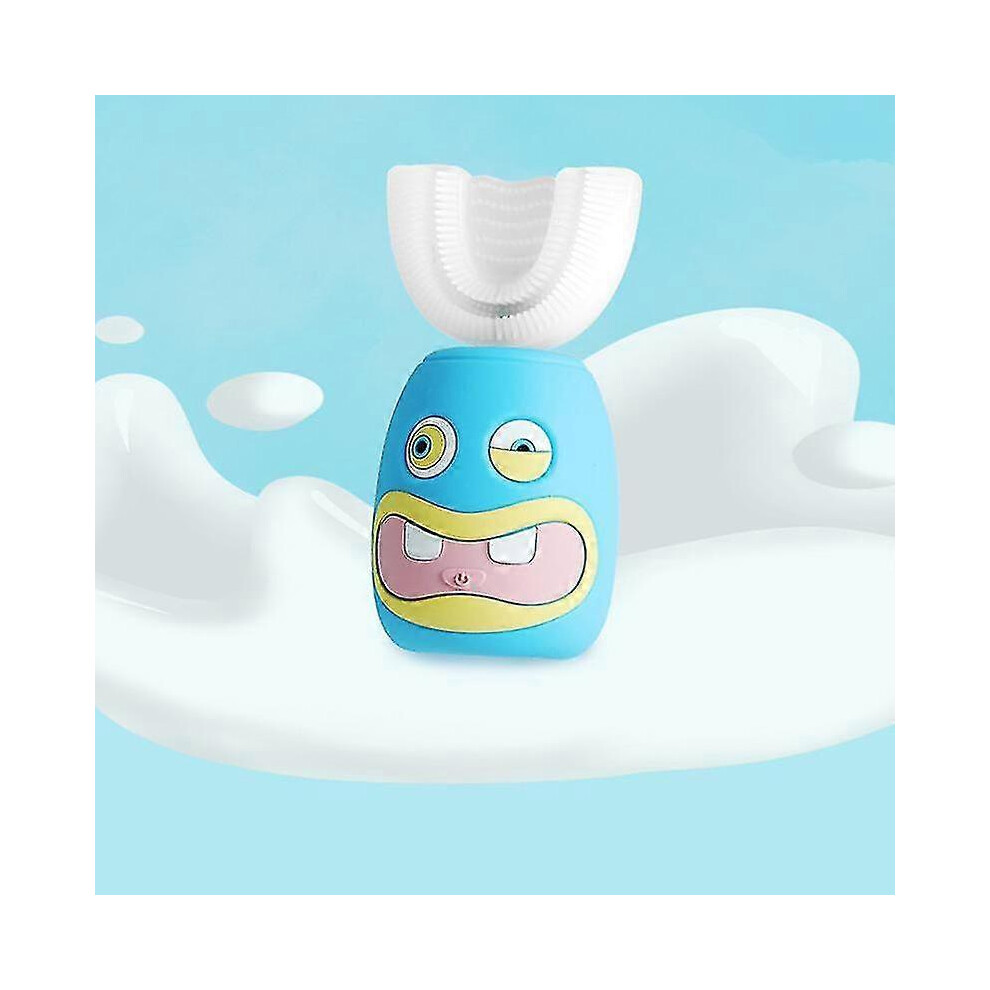 (As show, One size) Cartoon Pattern Electric Toothbrush Kids Smart 360 Degrees U-shaped Si blue-image-OPC-PHSSW2N-NEW
