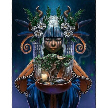(11.8x15.7 inch, One size) 5d Diy Diamond Painting Witch Cross Stitch Full Round Mosaic Diamond Embroidery Handicrafts Drill Home Decoration