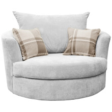 Sofas and More Large Swivel Round Cuddle Chair Fabric (Light Grey)