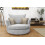 Sofas and More Large Swivel Round Cuddle Chair Fabric (Light Grey) 2