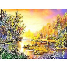 (19.6x27.6 inch, One size) Full Drill Round Diamond Embroidery House Diamond Painting Landscape Rhinestones Pictures Handicrafts Gift