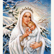 (19.6X27.6 inch, One size) Cross Stitch Kit Diy Diamond Embroidery Virgin And Child Full Round Diamond Painting Mosaic Home Decor