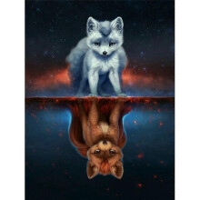(19.6X27.6 inch, One size) Fox With A Reflection 5d Diy Full Drill Diamond Painting Embroidery Cross Stitch Rhinestone Mosaic Painting Decor