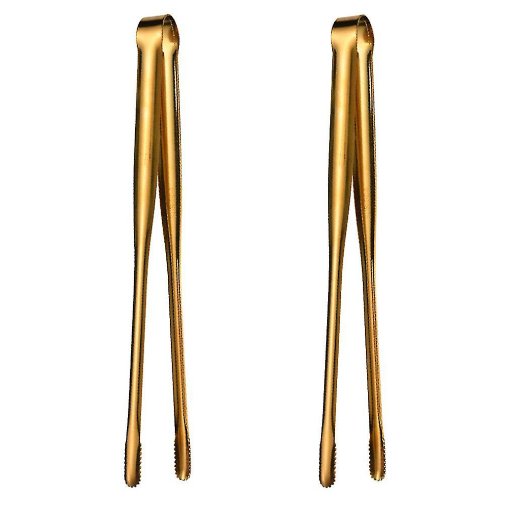 (As show, One size) 2 Pcs Stainless Steel Barbecue Tongs Bread Tongs Steak Tongs Food Clamps 19cm