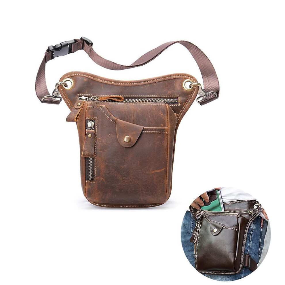 (As show, One size) Genuine Leather Men's Belt Bag Fanny Pack Waist Bag Belt Men Leather Bum Bags Money Belt Shoulder Bags For Men Waist Pack(crazy Horse Coffee)