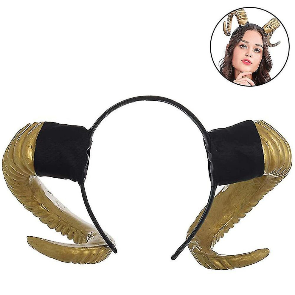 (As show, One size) Sheep Horn Headband Forest Animal Cosplay Photograph Exhibition For Halloween Costume Party Photogold