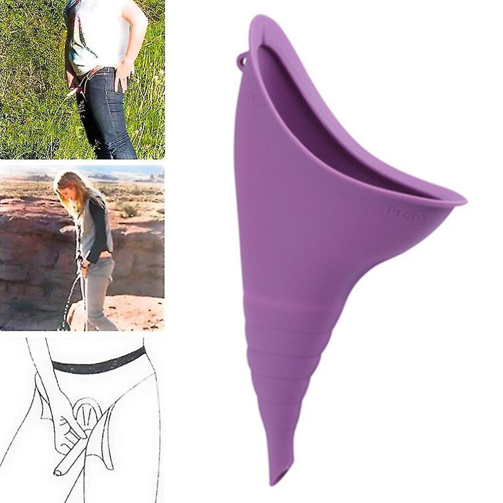 (As show, One size) Female Urinal, Portable Female Urinal Female Urinal Funnel, Reusable Silicone Female Urinal With Vacuum Packaging Purple