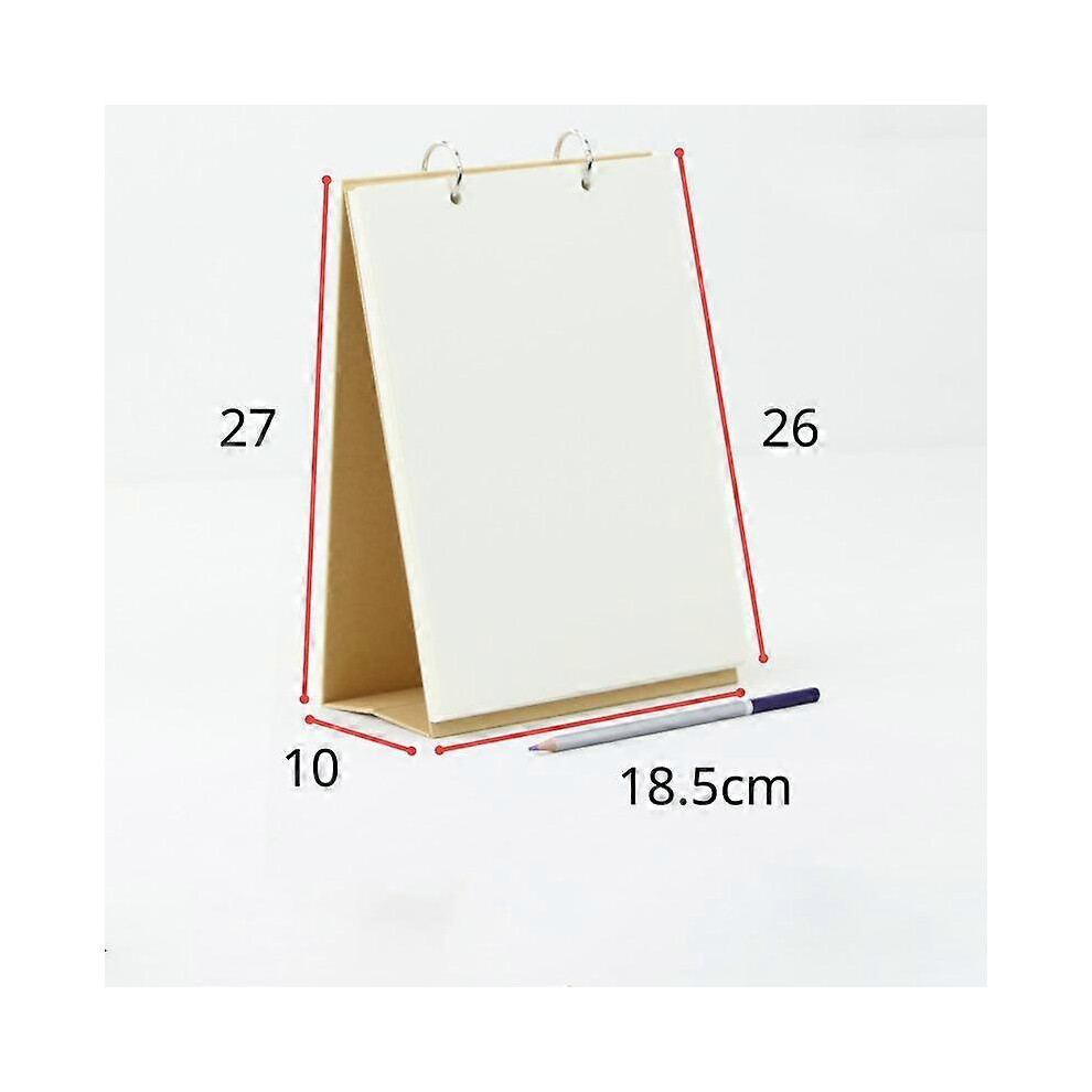 (As show, One size) Blank flash card notepad with loose-leaf binder ring and 30 standing flip-paper study index cards for recording work study
