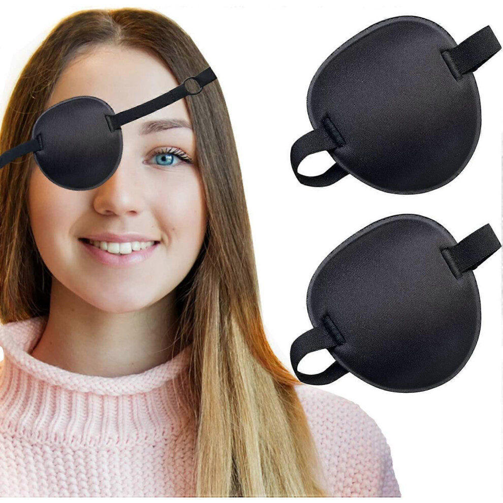 Black (As Show, One Size) 3Pcs Eye Patch, Adjustable Eye Patches, Medical Eye Patch, Amblyopia Lazy Eye Patches For Left Or Right Eyes,