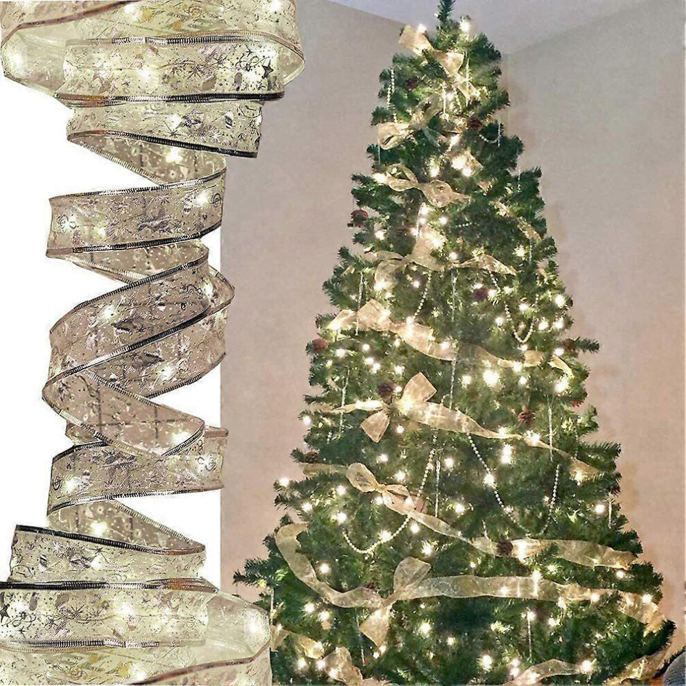 (As Show, One Size) Christmas Tree Light Strip Decorative Classic Hanging Double Layer Light Strip 32.8Ft 100Led With Remote Control (Silver) Silver