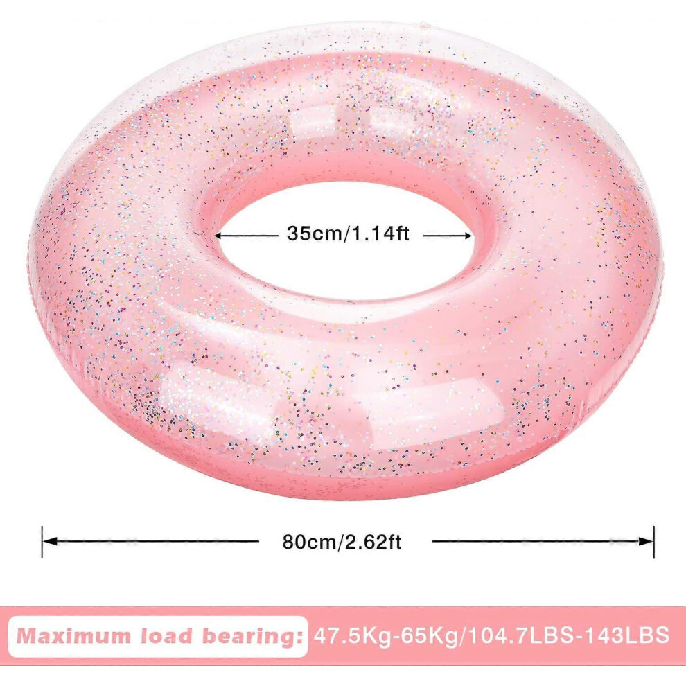 Photos - Pools Accessory Kikidex Swim Rings with Glitter, Inflatable Pool Float Swimming Pool Float Tube Round Shaped Swimming Tube Water (As show, One size)