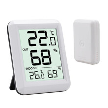 (As show, One size) Indoor And Outdoor Thermometer, Connected Thermometer With Wireless Outdoor Sensor, Digital Hygrometer Thermometer With Large Lcd Display, / Switch, F