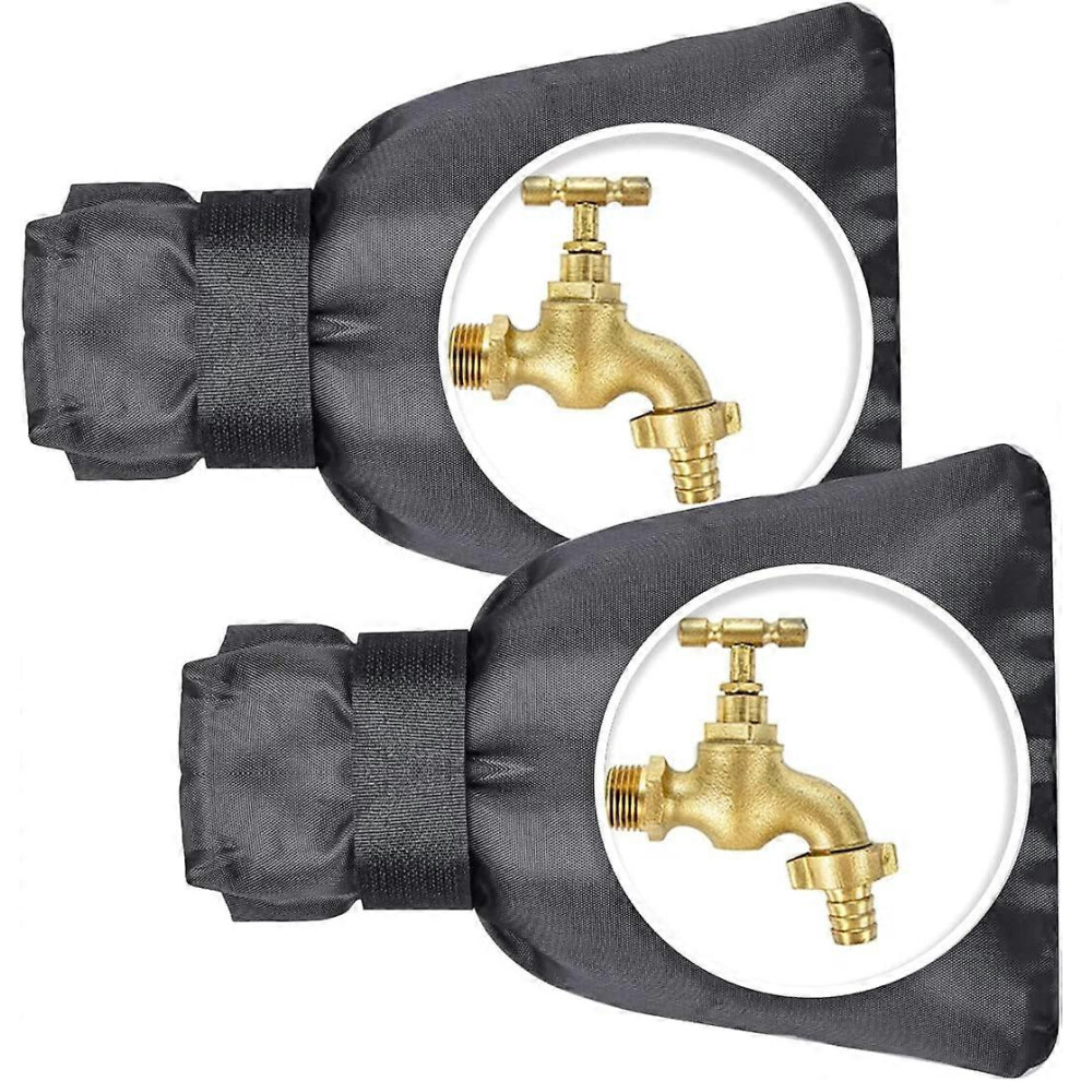 (As show, One size) Outdoor faucet cover in winter, used for antifreeze garden hose faucet faucet heat insulation protective sleeve (black 2PCS)