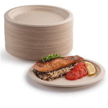 (As show, One size) Pack Of 50 Super Stiff Paper Plates 100% Biodegradable And Compostable, Eco-friendly, Heavy Duty, Recyclable, Perfect For Picnics And Parties (9 Inch)