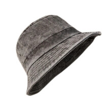 (Black Gray, XXL(62-64CM?) Unisex Oversize Big Head Bucket Hat Washed Distressed Cotton Anti UV Sun Hat