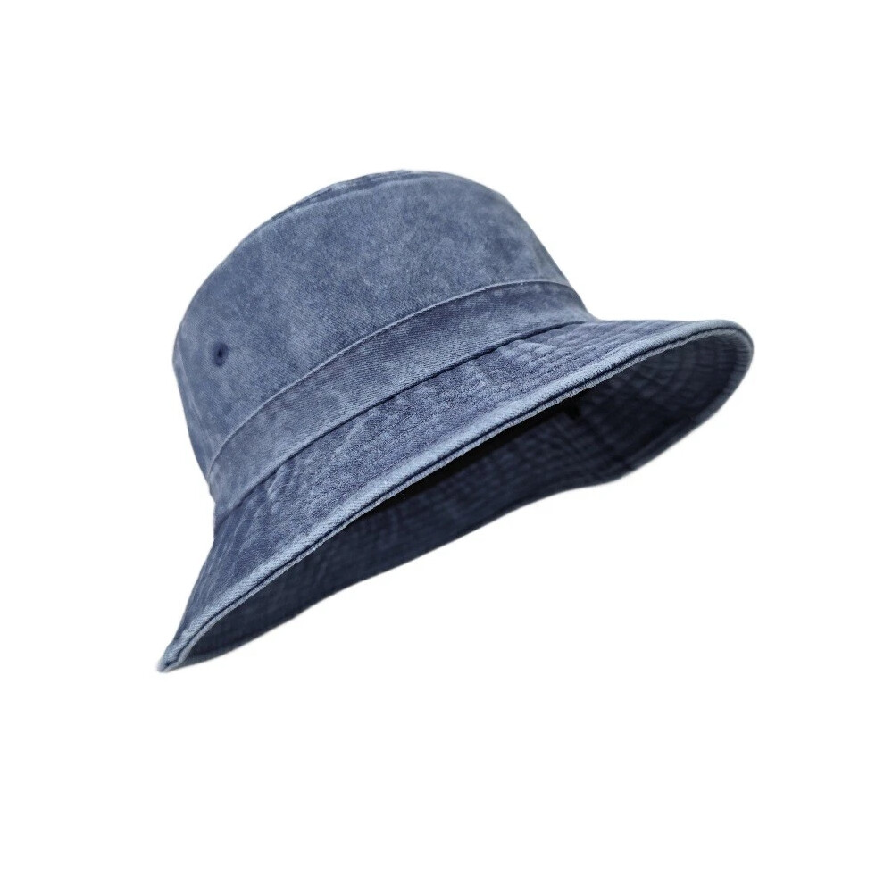 (Navy, L(57-60CM)) Unisex Oversize Big Head Bucket Hat Washed Distressed Cotton Anti UV Sun Hat-image-OPC-PHSSZYN-NEW