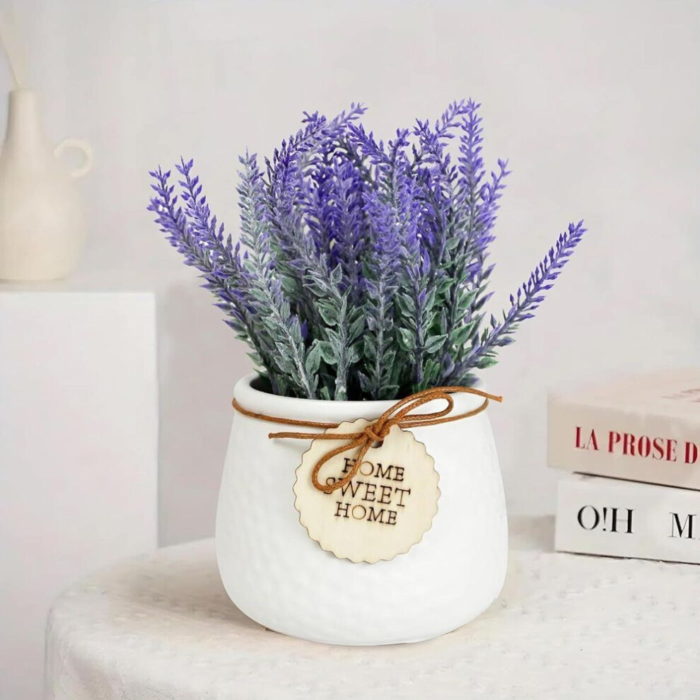Latest Polyester Artificial Lavender Flower Plant With Pot Home Décor Items