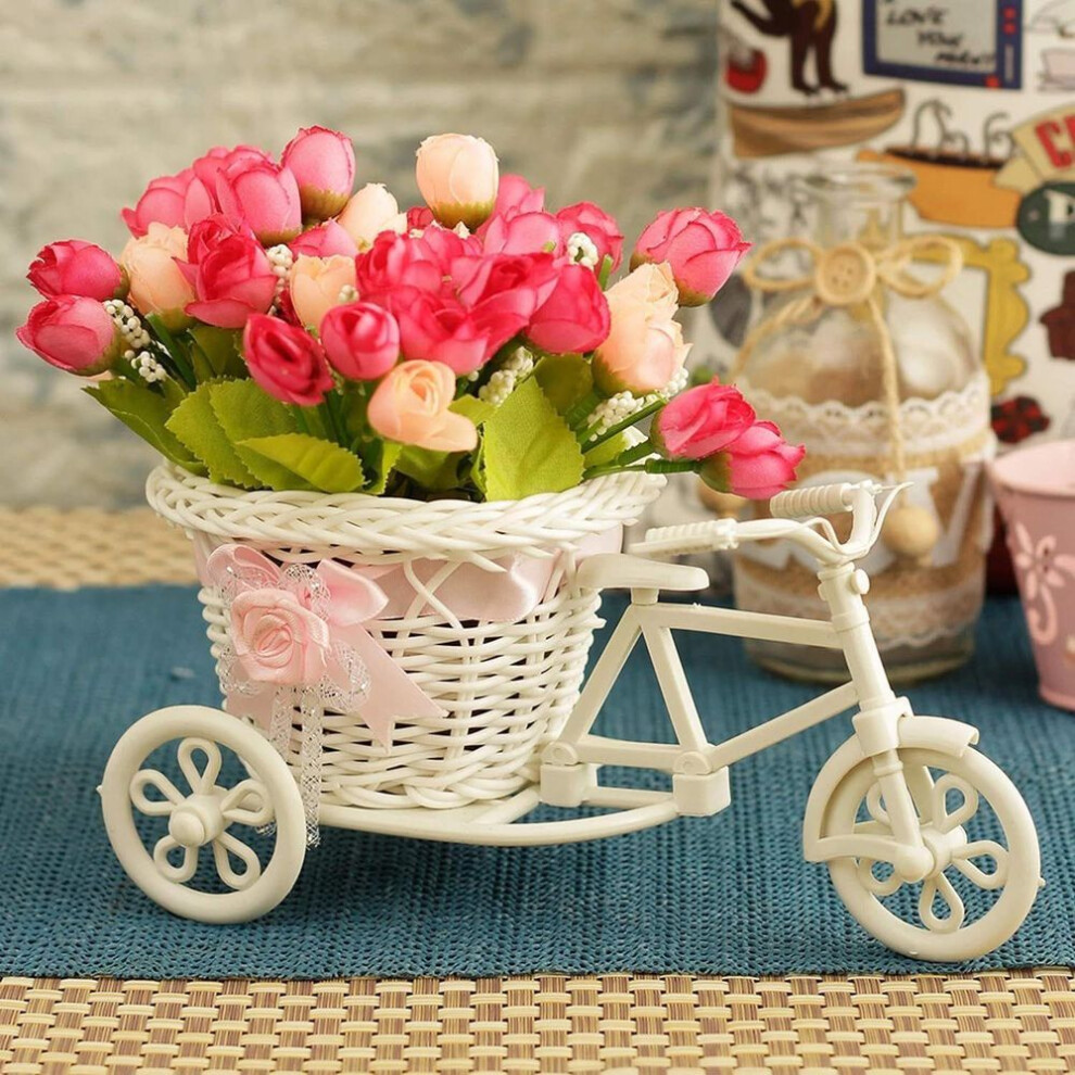 Cycle Shape Flower Vase With Peonies Bunches For Home Decor Center Table Bedroom Living Room