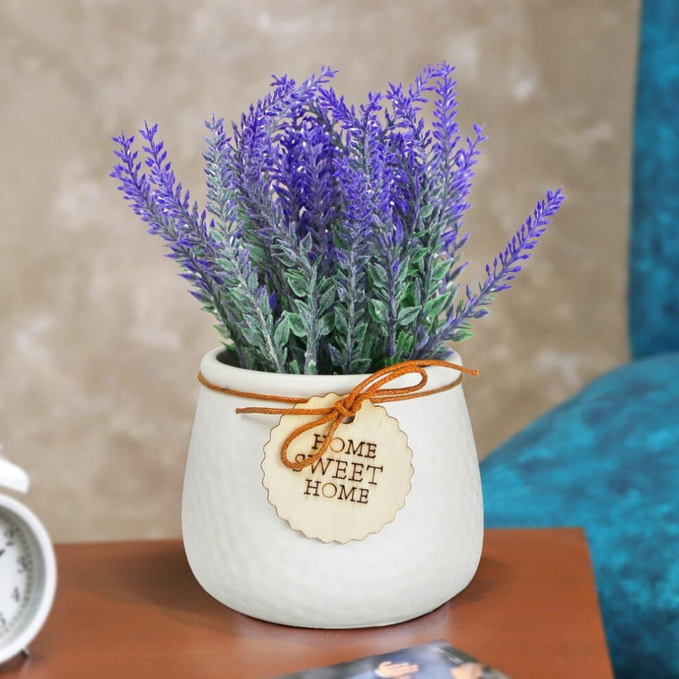 Polyester Artificial Lavender Flower Plant With Pot Home Décor Items New