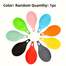 (Random Color, 1pc) 1pc Heat-Resistant Silicone Spoon Rest - Multifunctional Kitchen Counter Mat for Spoons, Forks & Whisks, Vibrant Gradient Colors (Orange to Blue)