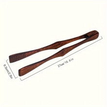 (Brown, 1pc) 1pc Versatile Heat-Resistant Wooden Tongs For Restaurant – Ideal For BBQ, Baking, Salad & Serving