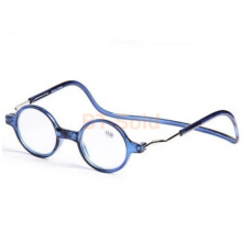 (Blue, +2.5) +1.0~+4.0 Folding Magnetic Reading Glasses Snap Click Front Neck Hanging Glasses