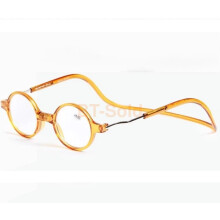 (Yellow, +3.0) +1.0~+4.0 Folding Magnetic Reading Glasses Snap Click Front Neck Hanging Glasses