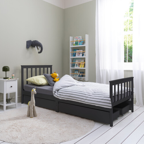 Noa and Nani Otis Single Bed 3ft Frame with 2 Storage Drawers in Anthracite