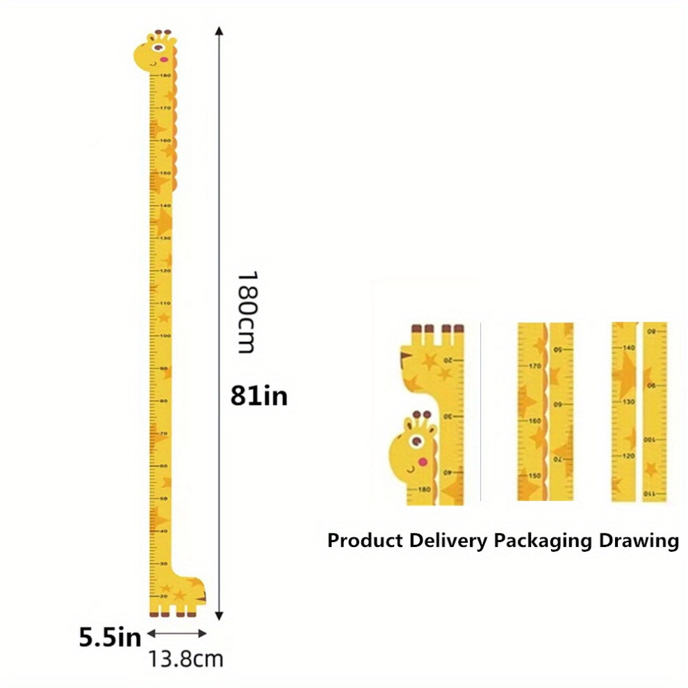 (Yellow) Adorable Giraffe Growth Chart Stickers - Easy Peel & Stick, Colorful Pvc Measure Ruler With A Tail For Bedroom, Nursery, Giraffe Decor Yellow Matory