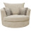 Sofas and More Large Swivel Round Cuddle Chair Fabric (Cream) 1
