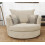 Sofas and More Large Swivel Round Cuddle Chair Fabric (Cream) 2