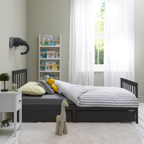 Noa and Nani Otis Single Bed 3ft Frame with 4 Pull Out Storage Drawers in Anthracite 1