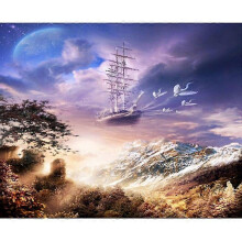 (19.6x27.6 inch, One size) 5d Diy Diamond Painting Full Drill "flying Ship"diamond Embroidery Rhinestones Pictures Diamond Mosaic Home Decor
